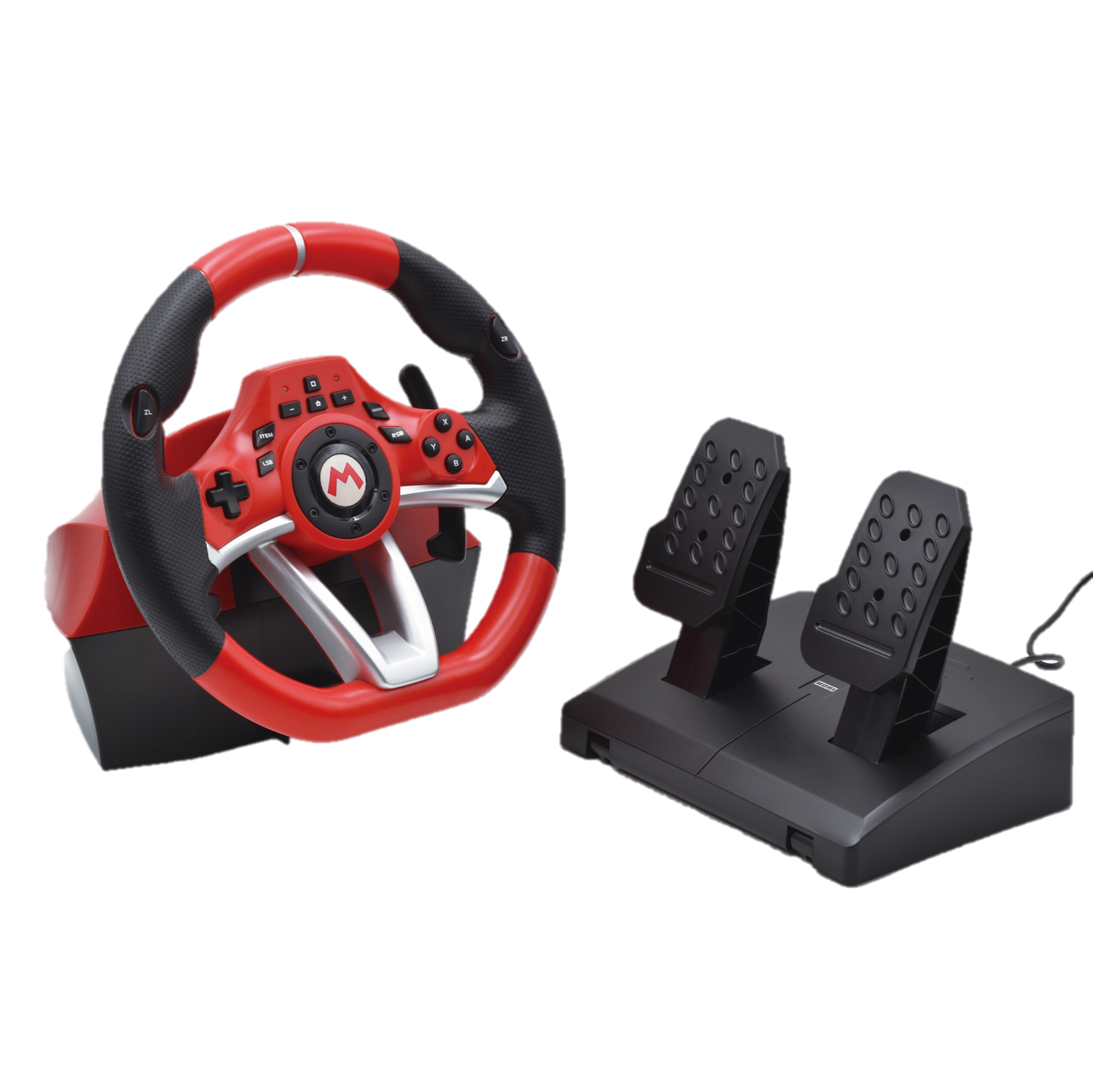 Photo du volant et des pédales Hori pour Mario Kart.