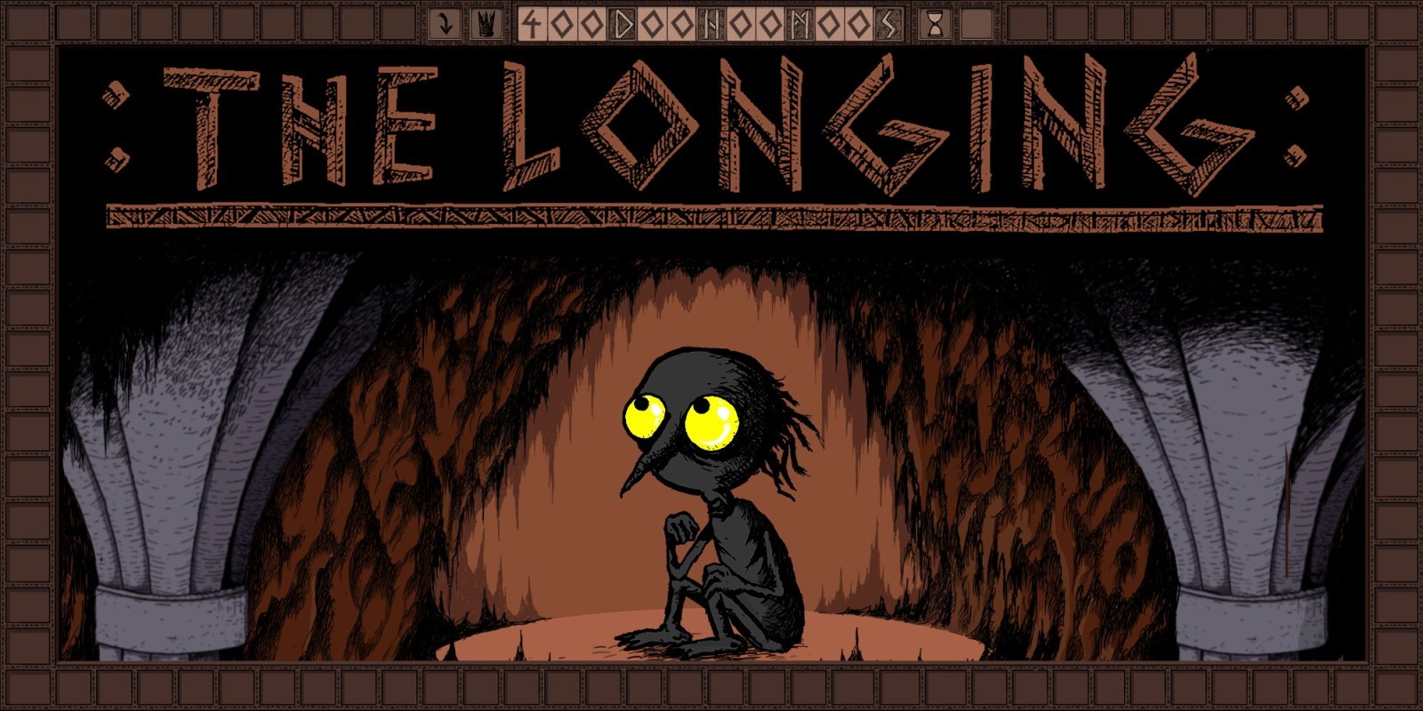 Artwork de présentation du jeu, avec son titre, un personnage tout noir avec des yeux jaunes, le tout est encadré dont l'en-tête indique un compte à rebours de 400 jours.